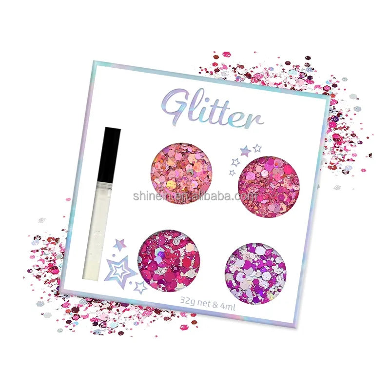 Shinein Kids Loose Holographic Custom Cosmetic Grade Chunky Body Glitter Set