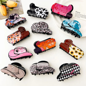 New Acrylic Clips Western Cowboy Hat Hair Claw Shark Clip Hair Accessories