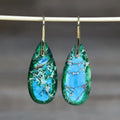 Natural Sea Sediment Teardrop Earrings Gemstone Dangle Earrings 18k Gold Plated Needle Imperial Jasper Stone Dainty Earrings
