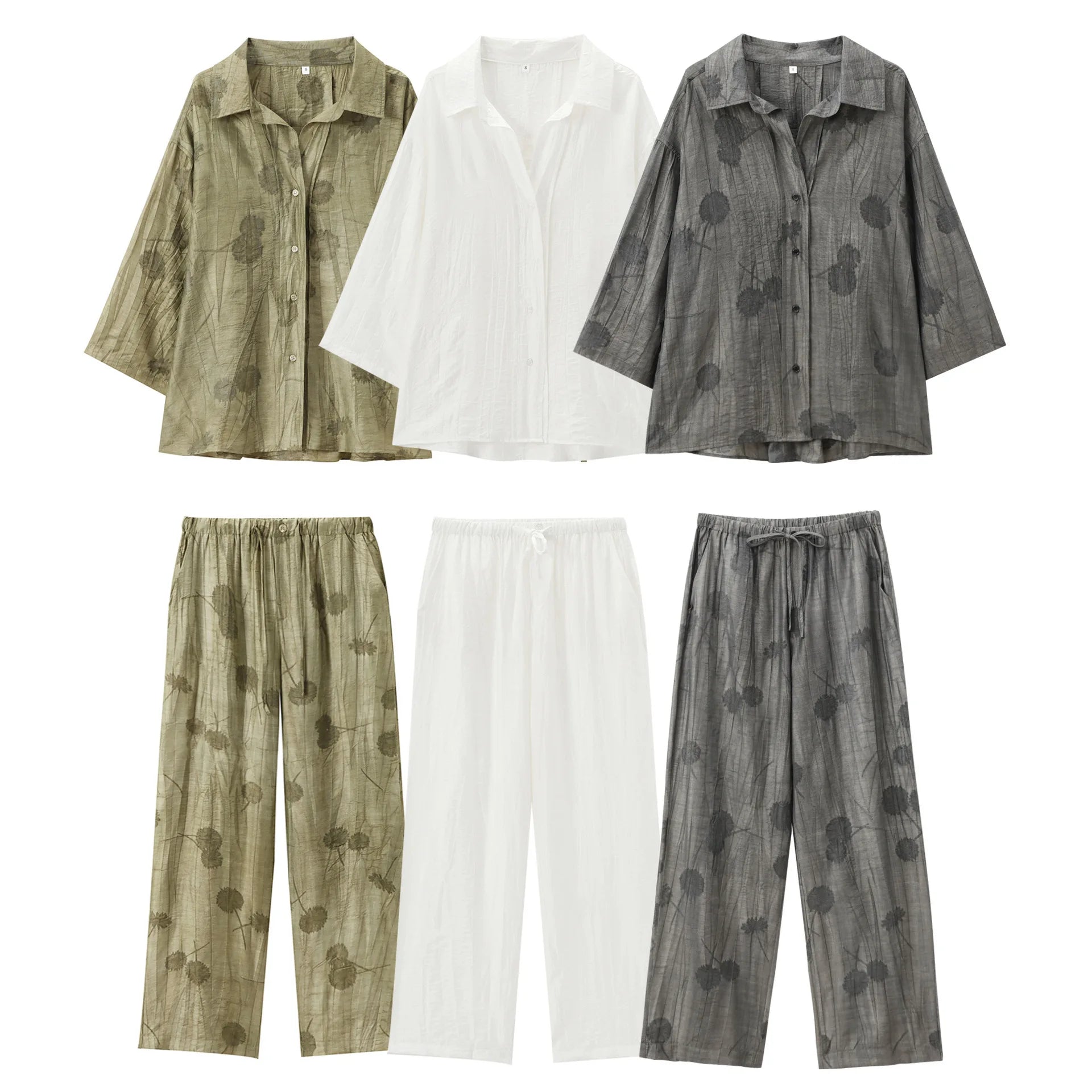 Ladies Casual Outfits Printed Blouse and Trouser 2 Piece Set for Woman