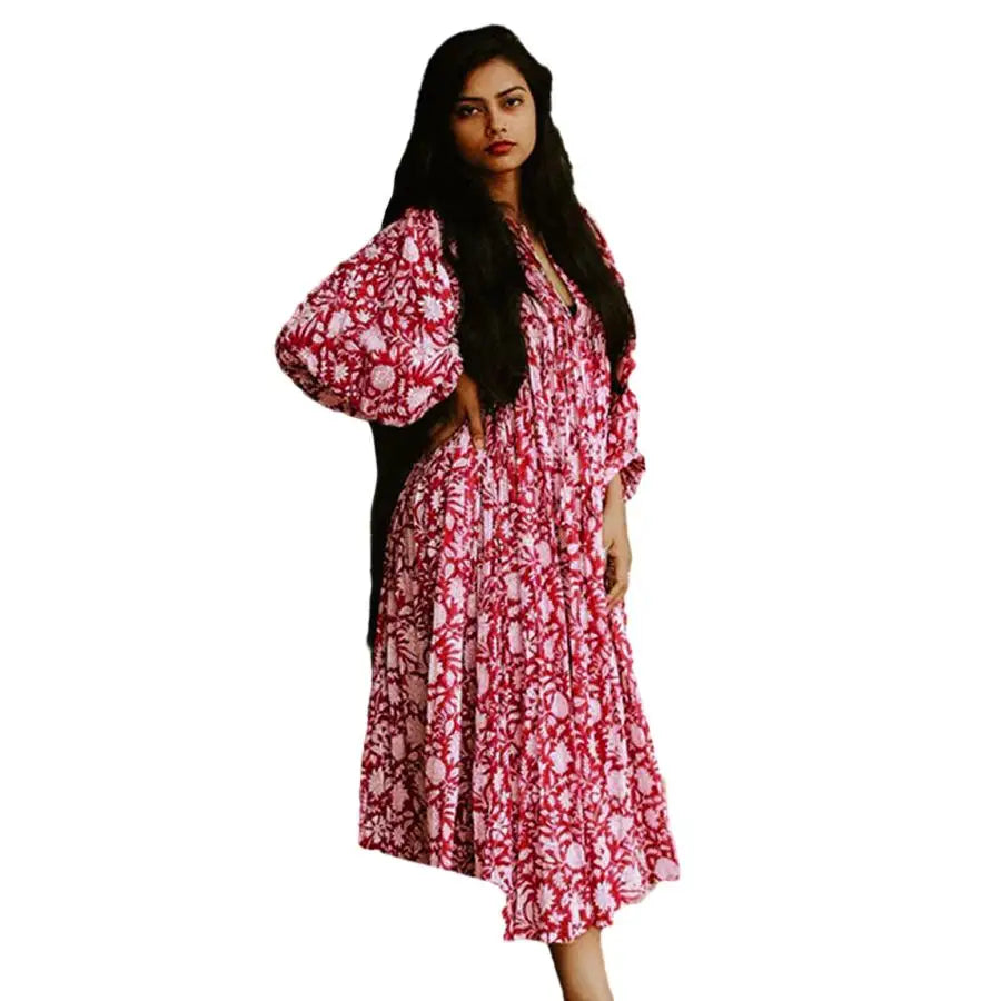 Boheme Loose Kimono Ladies Wholesale Long Sleeve Autumn Printed Dresses Women Casual Summer Elegant Dress 2023