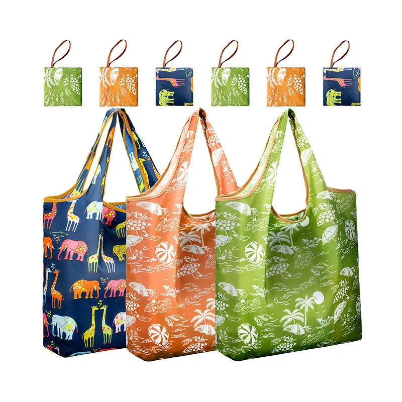 Reusable Shopping Bags Foldable Grocery Pouch Foldable Heavy Duty Shopping Tote BagWashable  Large Eco-Friendly Bag