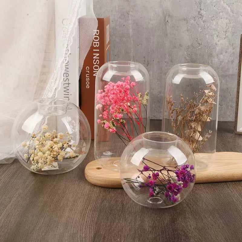 Classical Design Round Shape clear Glass Candle Holder High Borosilicate Candlestick Home Decoration