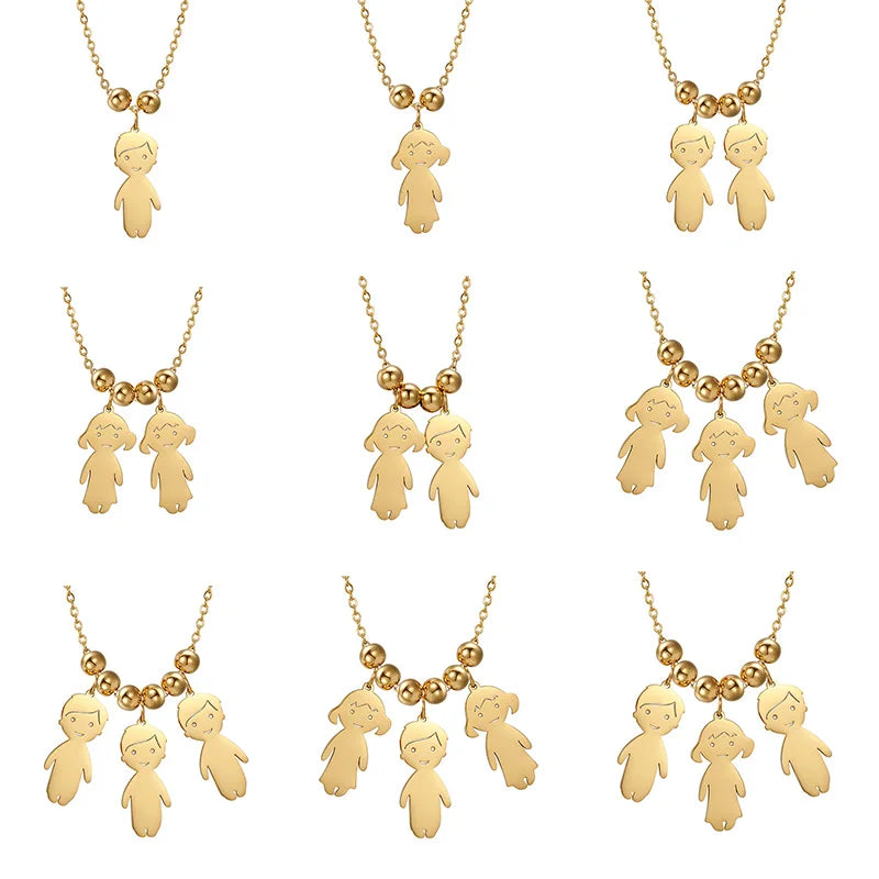 New Boys and Girls Necklace for Kids Charm Necklace With Girl and Boy Charm Gold Pendant Necklace With Charm Women