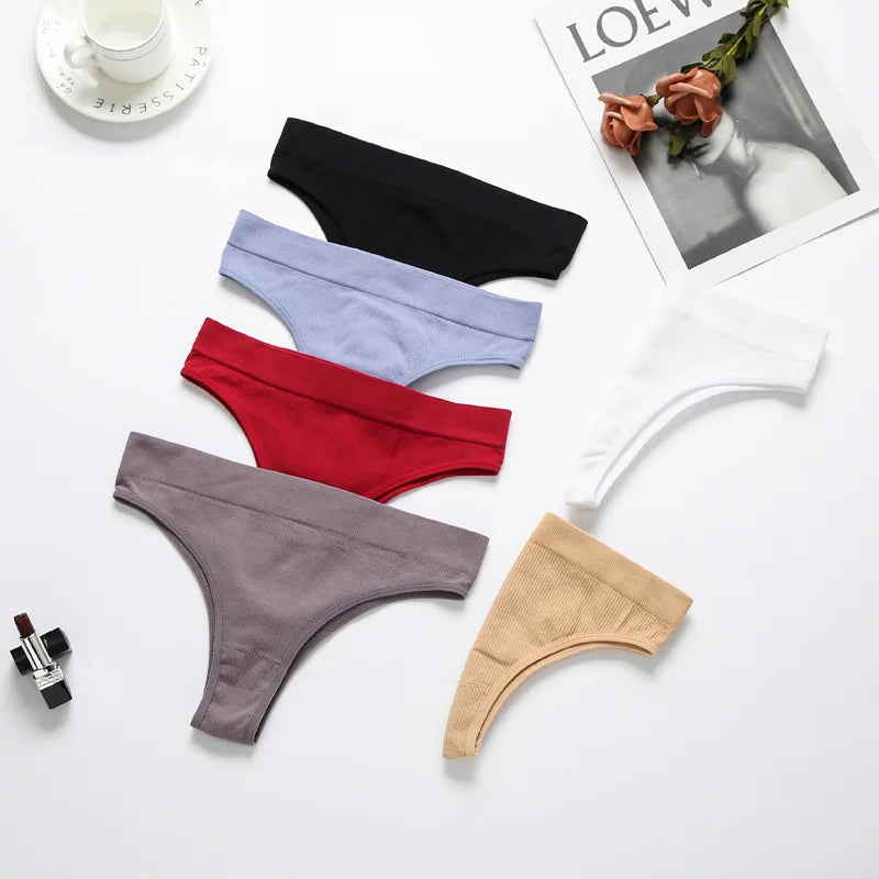 JOGOGO Wholesale Customize Women's Large Size Solid Color Mid-Waist Panties Breathable Comfort Seamless Ribbed Bragas