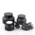 Empty Slant Matte Black Jar Bottle 15g 30g 50g Recycled Cosmetic Packaging Frosted Black Facial Cream Glass Jar