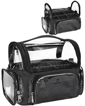 Relavel Makeup Brush Holder Professional Makeup Artist Case Clear Waterproof Cosmetic Bag with Adjustable Strap and Dividers