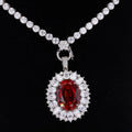 Customize Round Brilliant Cut 3.5mm Moissanite Tennis Necklace 9k Gold with Removable Lab Grown Emerald Ruby Sapphire Pendant