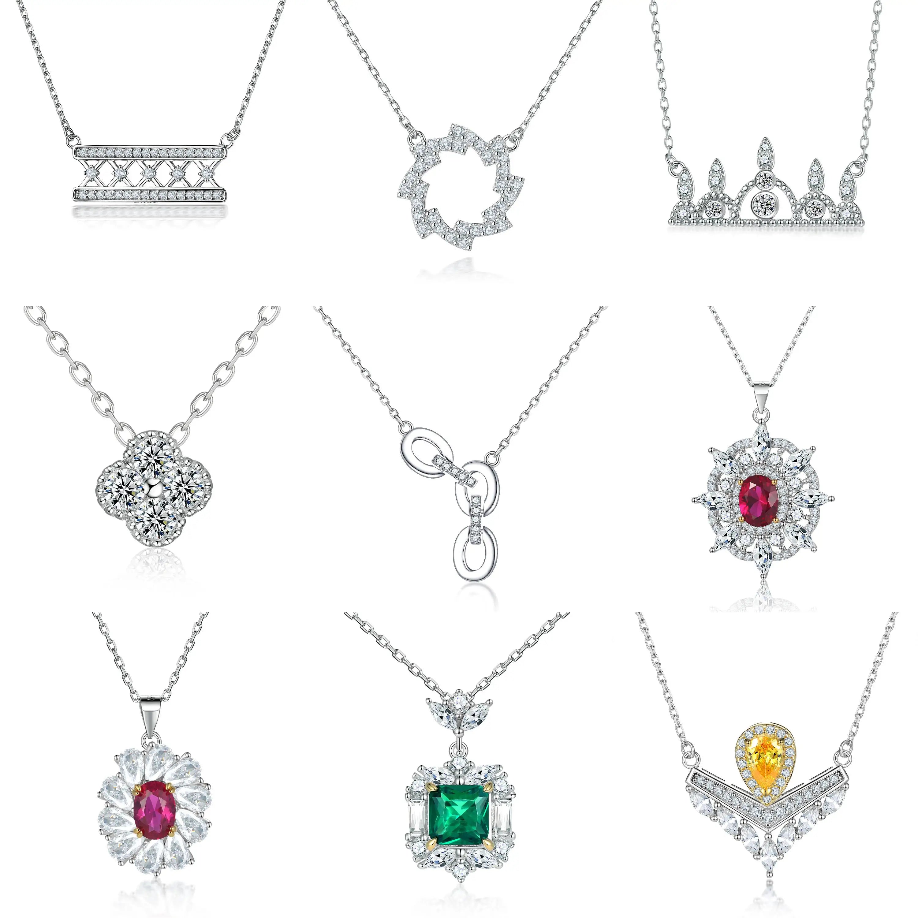 Silver Necklaces Zircon Stone Fahion Dainty Necklace Pendant 925 Sterling Silver Women Necklaces