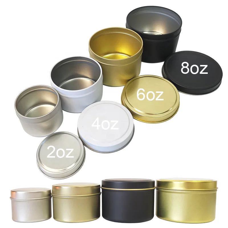 Hot Sale Metal Tin Cans Gold Silver Black Empty Round Gift Box Storage Candle Tin Can for Candle Making