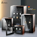 Touch Screen Double Watch Box Winder Shaker Black Piano Lacquer Wood Box with Dustproof Multifunction Integrated Display Lock