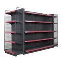 Gray Black Heavy Duty Metallic Supermarket Store Gondola Shelving Single Sided Shelves Hanger