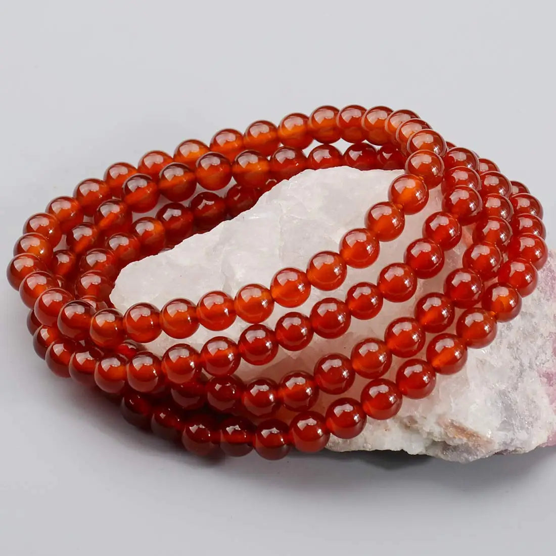 Natural Stone Lucky Carnelian Bracelet Classic Style Round Smooth Beaded Bracelet Red Agate 4mm 6mm 8mm 10mm Gemstone