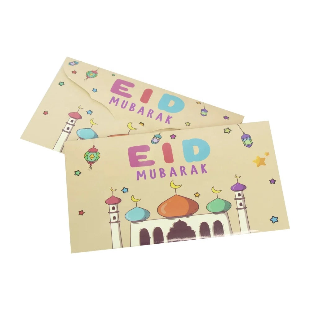 Islamic Mosque Paper Envelope Kids Eid Cash Wallets Muslim Eid Mubarak Money Envelopes