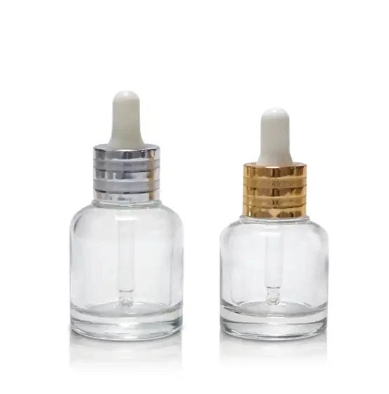 New Cosmetic Packaging Mould of Slanted 20ml clear Glass Dropper Bottle with Aluminium Lids for Essential Oil