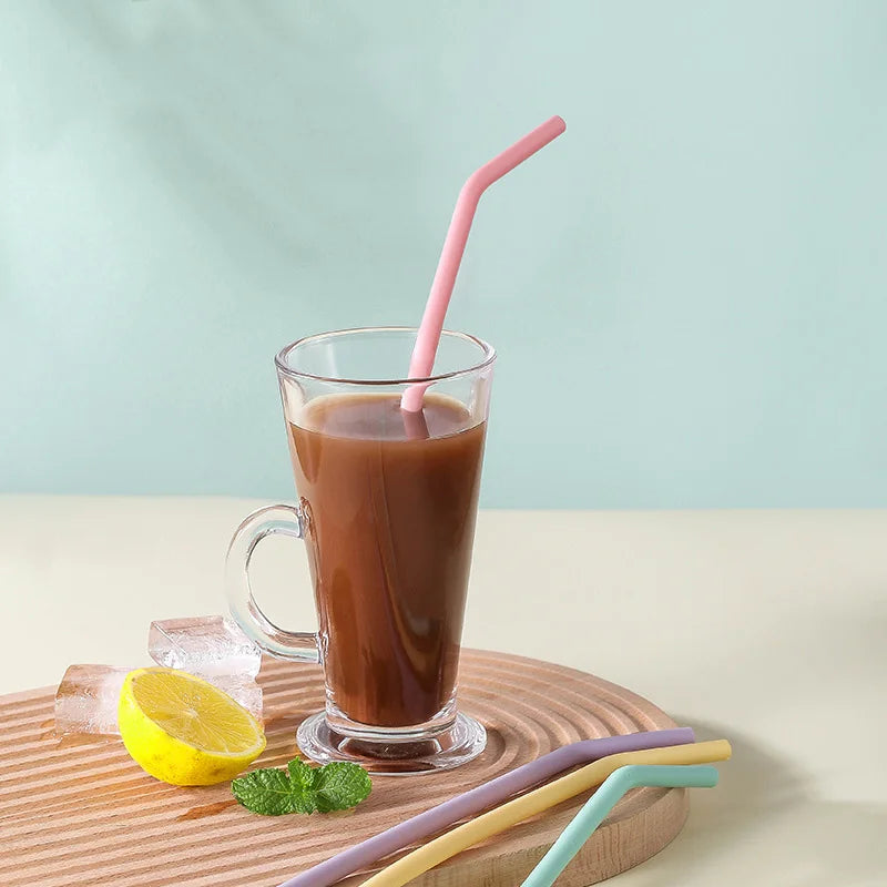 Wholesale Foldable Reusable Silicone Drinking Straws BPA Free Food Grade for Water Juice Drinks