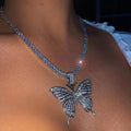 2026 Fashion Women Butterfly Zinc Alloy Link Chain Choker Pendant Necklace for Anniversary