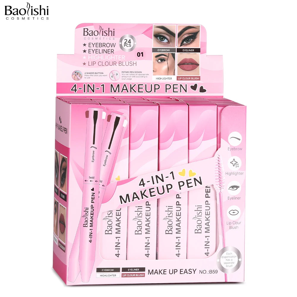Four-in-one Shiny and Shiny Self-owned Brand Moisturizing Full Lip Gloss Shimmer Lip Glaze Non-stick Waterproof Lip Liner