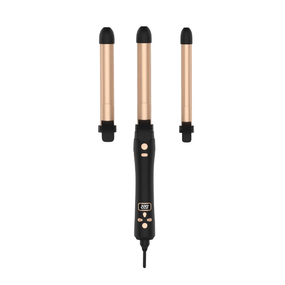 Mesky Auto-rotating Auto Rotating Hair Curler Lcd Auto Rotating Waver Ceramic Interchangeable Hair Curler Gold Curling Iron