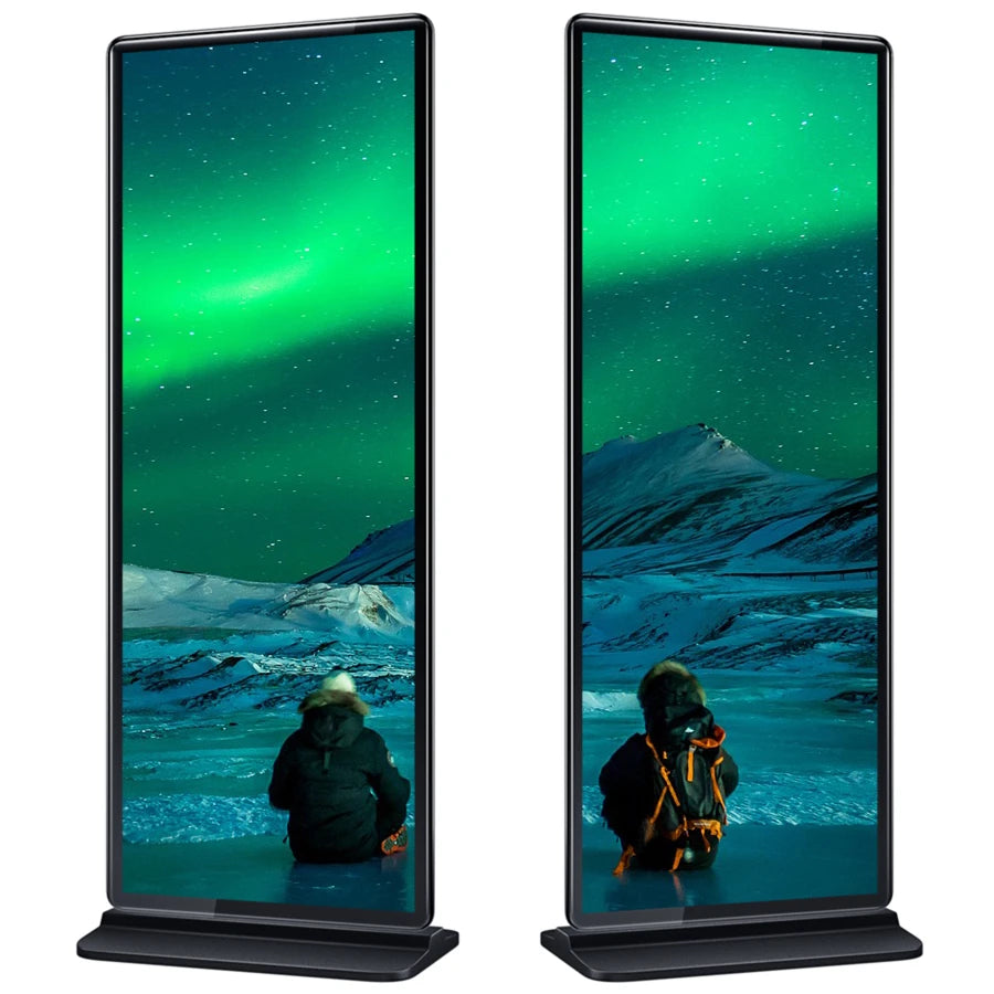 Floor Standing 75 Inch Advertising Full Screen Vertical Digital Signage Android Touch Lcd Totem Display Kiosk