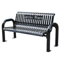 Outdoor Furniture Slatted Metal Bench Public Park Heavy Duty Steel Bench Seating Outside Garden Patio Personalized Seat Bench