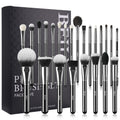 Luxury Professional Black Makeup Brush Set Custom Natural Goat Hair Foundation Powder Eyeshadow Blending Brush Set Beauty