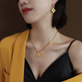 2026 Waterproof Fashion Stainless Steel Plated 18k Gold Choker Necklace Earrings Women Jewelry Set Spot Wholesale