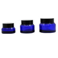 15G 30G 50G Glass Cream Jar Blue Oblique Shoulder Cosmetic Eye Cream Jar Black Lid Skincare Pot Facial Face Cream Containers