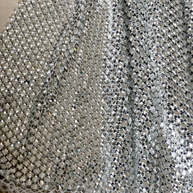 Haute Couture White Crystal Rhinestone Square Diamonds 6x6mm Full Rhinestone Beaded Mesh Fabric