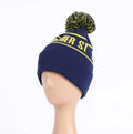 Custom Winter Knit Beanie Hat 100% Cotton Knitted Toque with Pom Pom Letter Pattern Style
