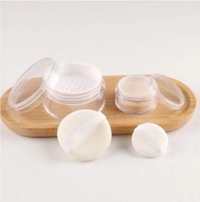 Cosmetic Square Transparent PS Plastic Loose Powder Jar Empty Powder Container Case Box with Screw Top Cap and Puff