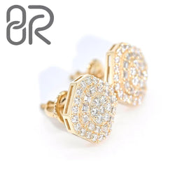 Real Gold Certified 10K 14K Solid Gold Earring Pass Diamond Tester Baguette Cut Vvs Moissanite Diamond Fine Earrings Stud