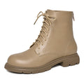 New Boots Spring Women'S Boots Retro British Style Round Toe Thick Bottom Increased Women's Mid-Tube Leather Boots