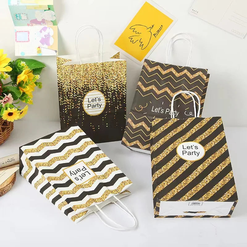 Wholesale Recyclable Gift Craft Paper Bag for Party Custom Printed logo Shopping Packaging Paper Bag with Handle
