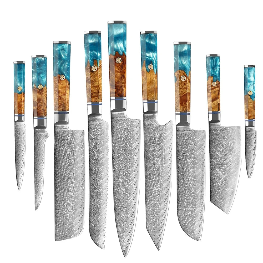 XITUO HighQuality Damascus Kitchen Knives Japanese Resin Handle Sharp Blade Chef Santoku Knife 2021 Latest Hardware Kitchenware