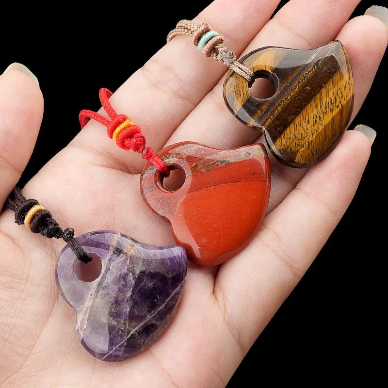 Natural Crystal 30mm Crooked Peach Heart Agate Pendant Necklace Trendy DIY Jewelry for Women for Anniversary Source