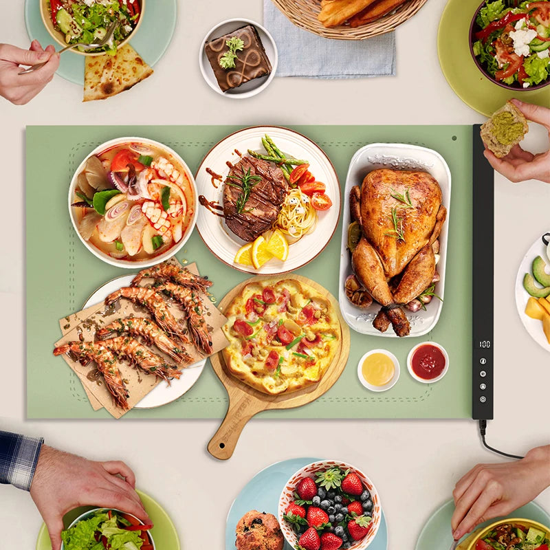 Food Grade Fast Heating Food Electric Warming Tray Folding Hot Plate Placemat Silicone Food Warming Mat Adjustable 5 Temperature