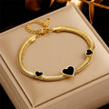 Nabest 18K Gold Plated Stainless Steel Snake Chain Heart Charm Bracelets Waterproof Jewelry Women Bracelet