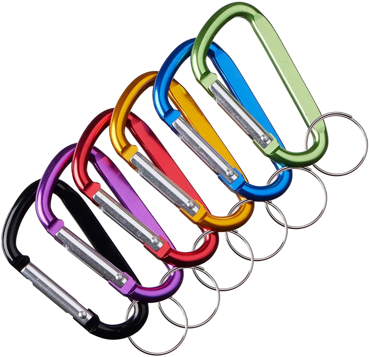 Flat Aluminum d Shape 6 Pcs Pack Camping Snap Mini Carabiner Aluminium Hook Keychain Hook