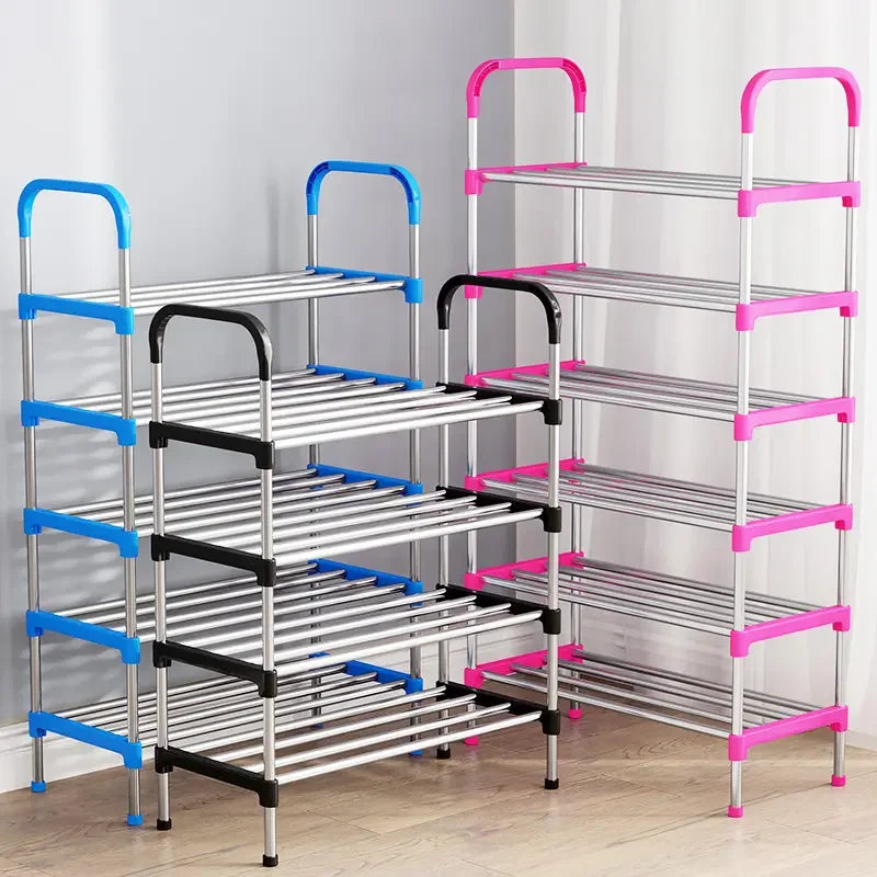 Portable Modern Collapsable 5 Layers Diy Galvanized Steel Foldable Living Room Shoe Rack Storage Organizer Cabinet