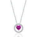 QX Custom OEM Luxury Woman Fine Fashion Jewelry Heart 8A Cubic Zirconia 925 Sterling Silver Round Charm Pendant Women Necklaces