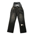 DENIMGUYS Latest Design Jeans Pants Men Two Piece Patchwork Denim Y2k Vintage Baggy Jeans for Men
