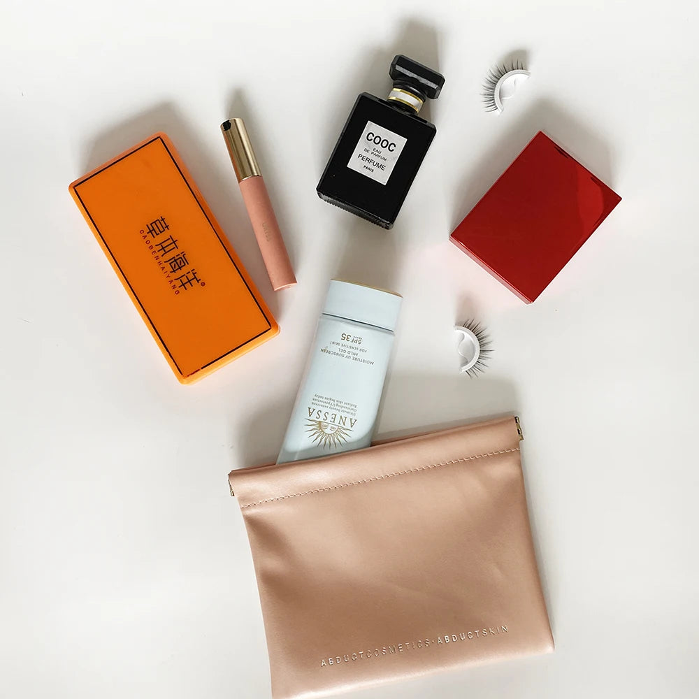 Pu Leather Magnetic Pouch Bag With Logo Leather Jewelry Pouch With Shrapnel Closure