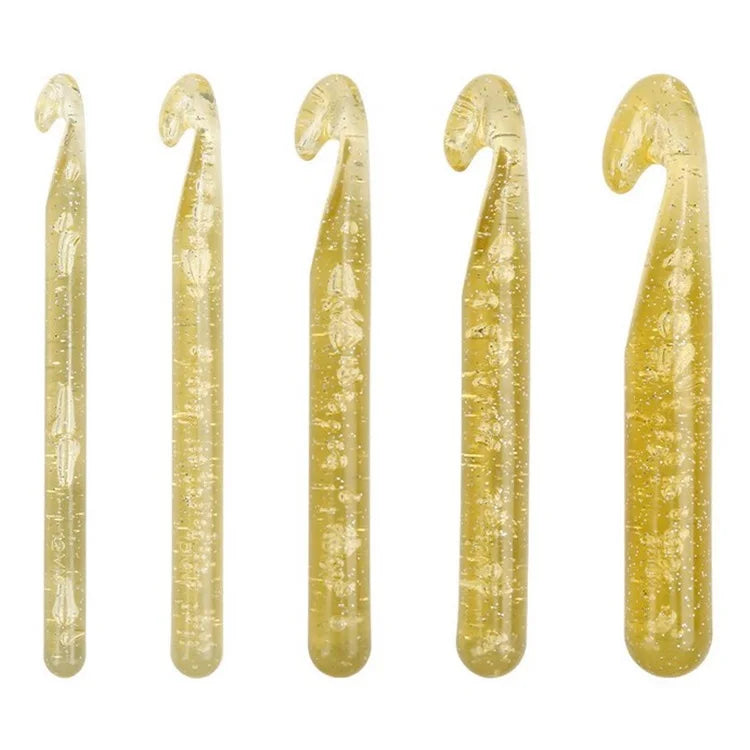 Wholesale Huge Size Transparent Crystal Handle Knitting Needles DIY Craft Weave Sewing Tools Crochet Hook
