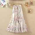 Floral Print Chiffon Long Skirt Women Fashion Summer Belt a Line High Waist Pleated Skirt Female Aesthetic Skirt 30 Colors