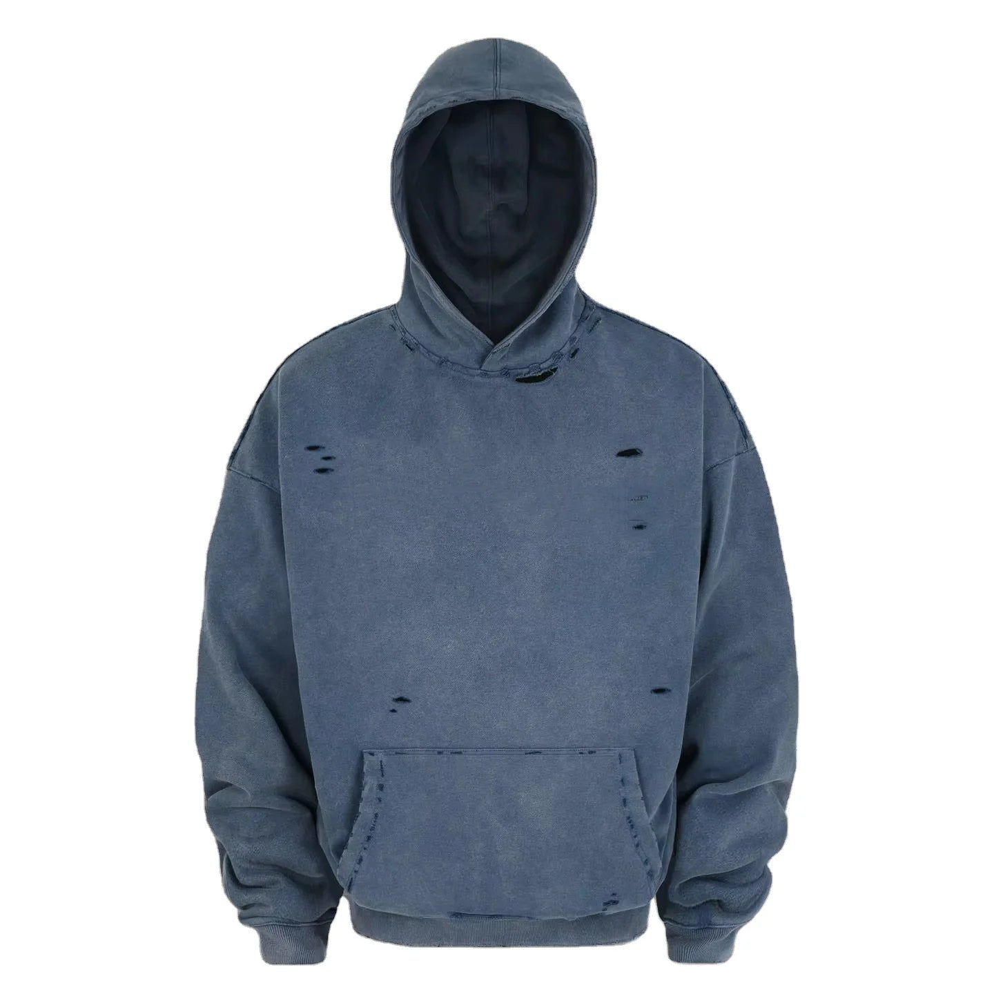 Custom Streetwear  400gsm Oversized Heavyweight Cotton French Terry  Distressed Vintage Wash Zipper Men's Hoodie