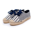 2025 the Fashion Lady Blue Stripe Lace-up Sport Espadrilles Flat Shoes