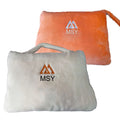 Airline Travel Blanket Portable Plush Fleece with Zippered Carry Pouch 2 in 1 Pillow Folded Travel Blanket