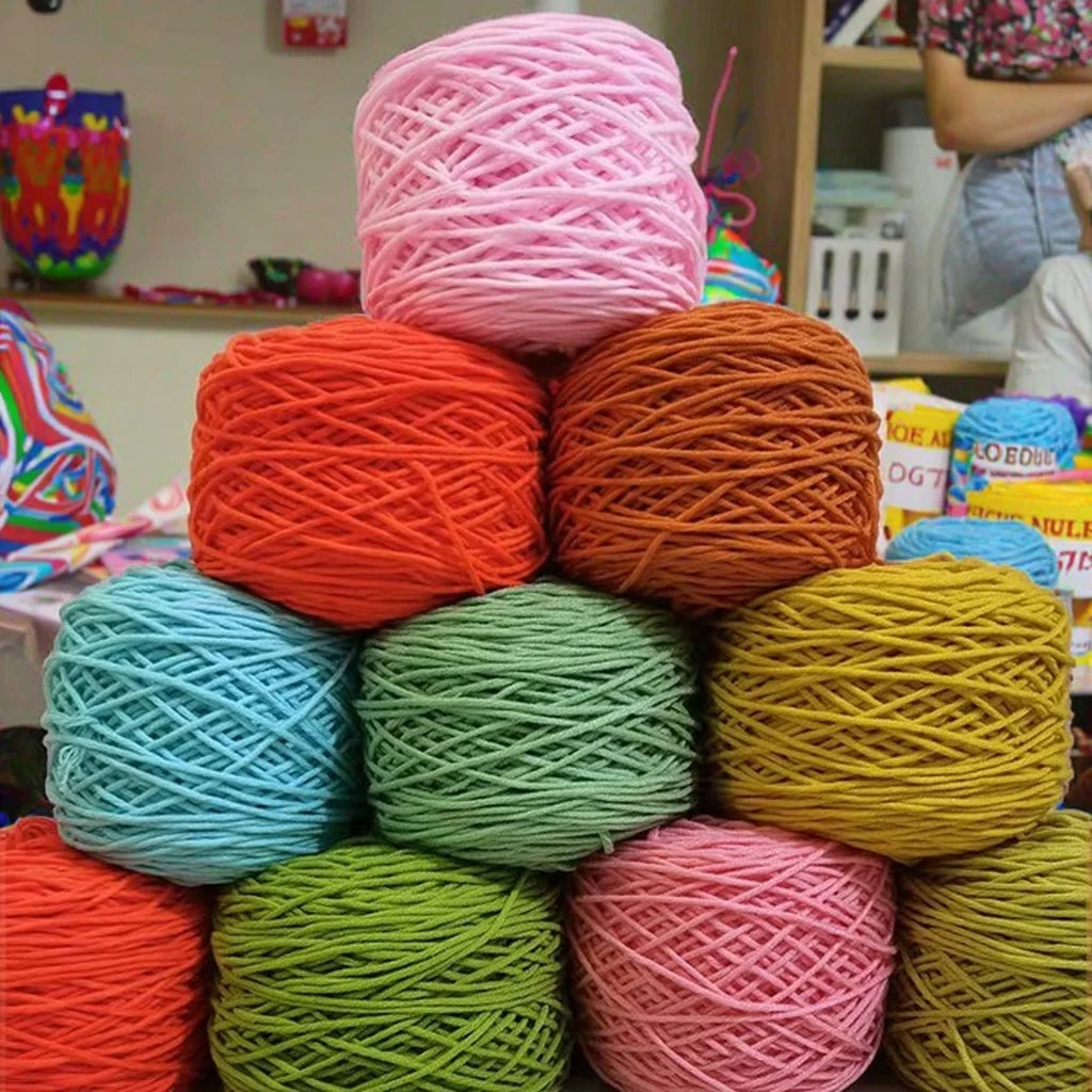Factory Wholesale 200g Roll Knitting Hand Crochet Acrylic Yarn 5mm Round Strand Baby Milk Cotton Ring Soft Fancy Tufting Yarn