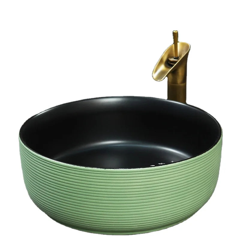 Chinese Contemporary Corner Ceramic Artist Hand Countertop Sink 12L Capacity Eco-Friendly Bathroom Sink Easy Clean Water